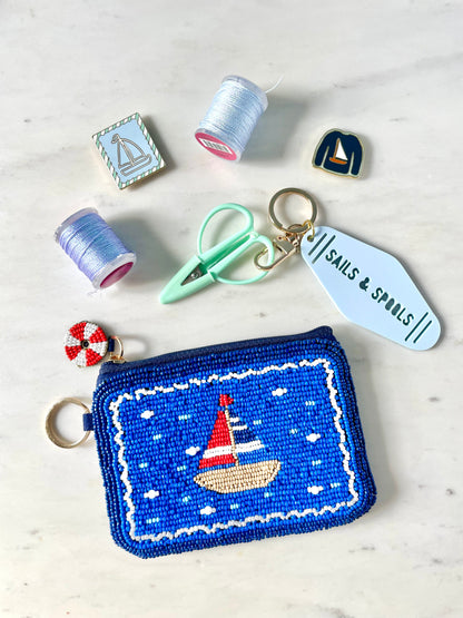 Sailboat Beaded Mini Pouch
