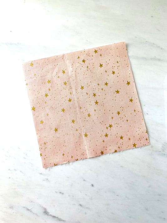 Peach Metallic Stars Finishing Fabric