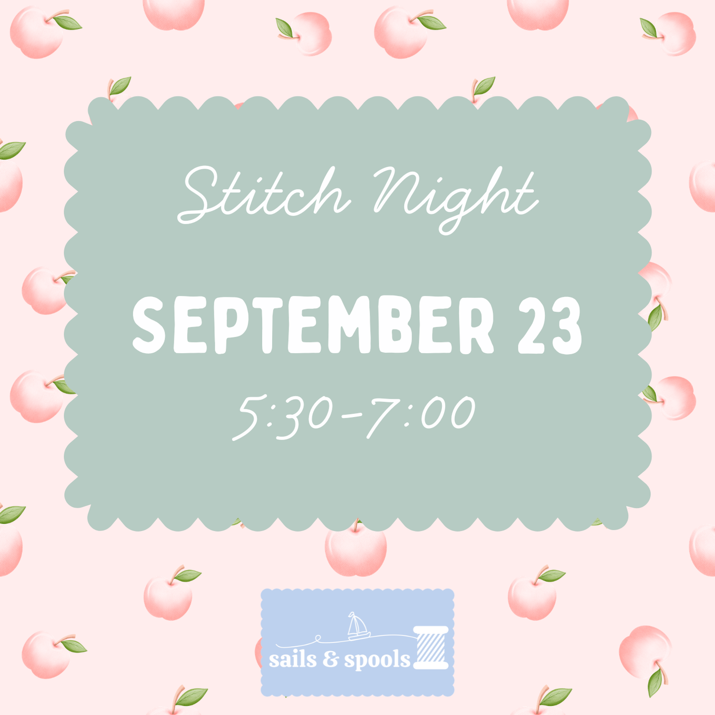 Stitch Night - September 23, 5:30-7:00pm