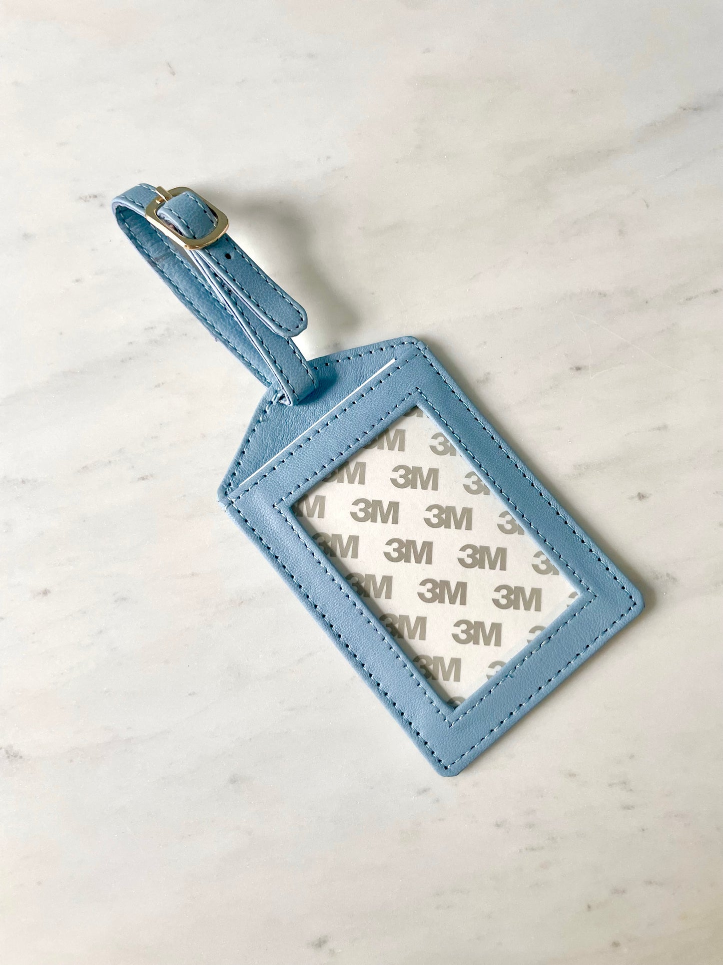 Self-Finishing Leather Luggage Tag - Light Blue