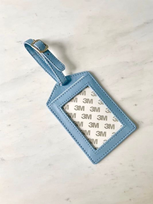Self-Finishing Leather Luggage Tag - Light Blue