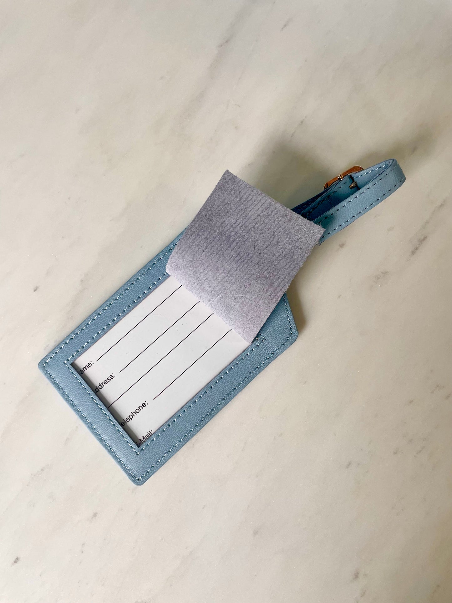 Self-Finishing Leather Luggage Tag - Light Blue