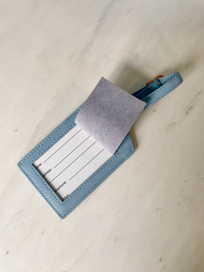 Self-Finishing Leather Luggage Tag - Light Blue