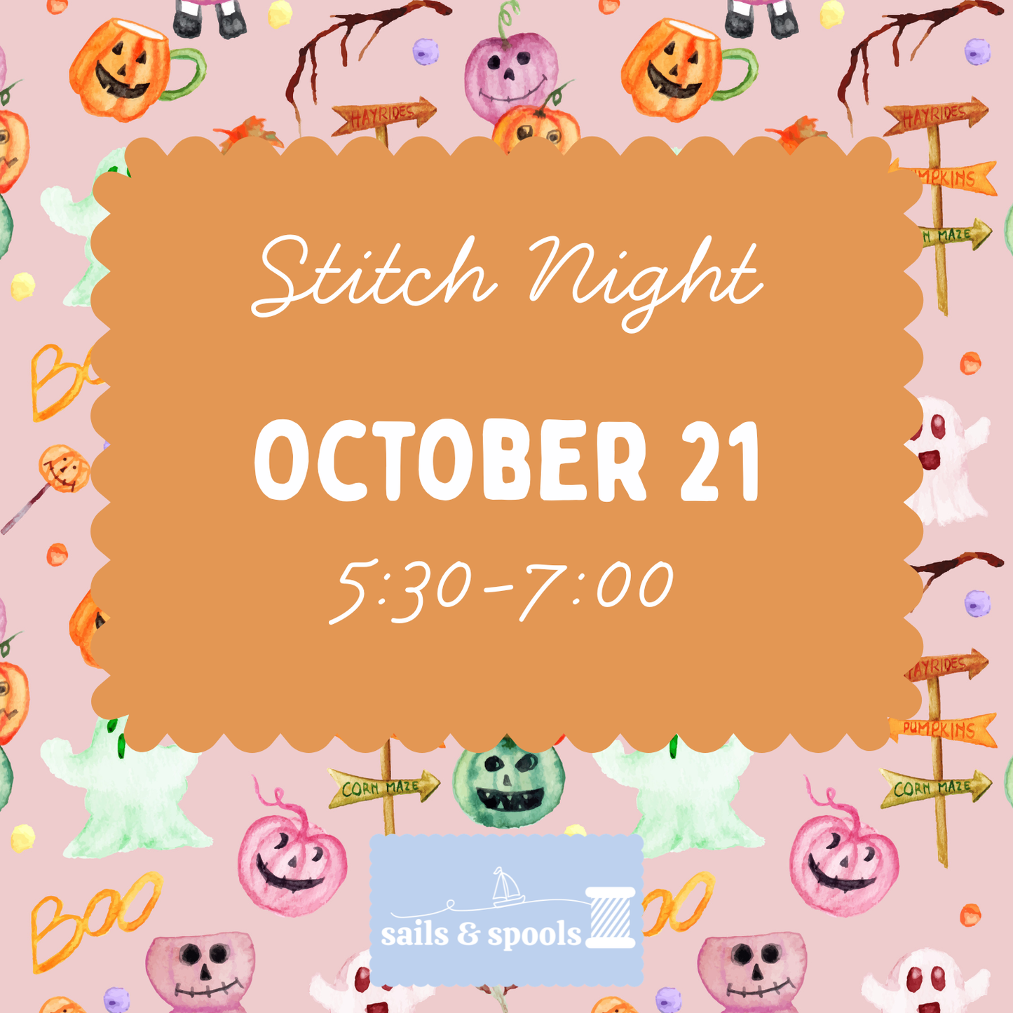 Stitch Night - October 21, 5:30-7:00pm