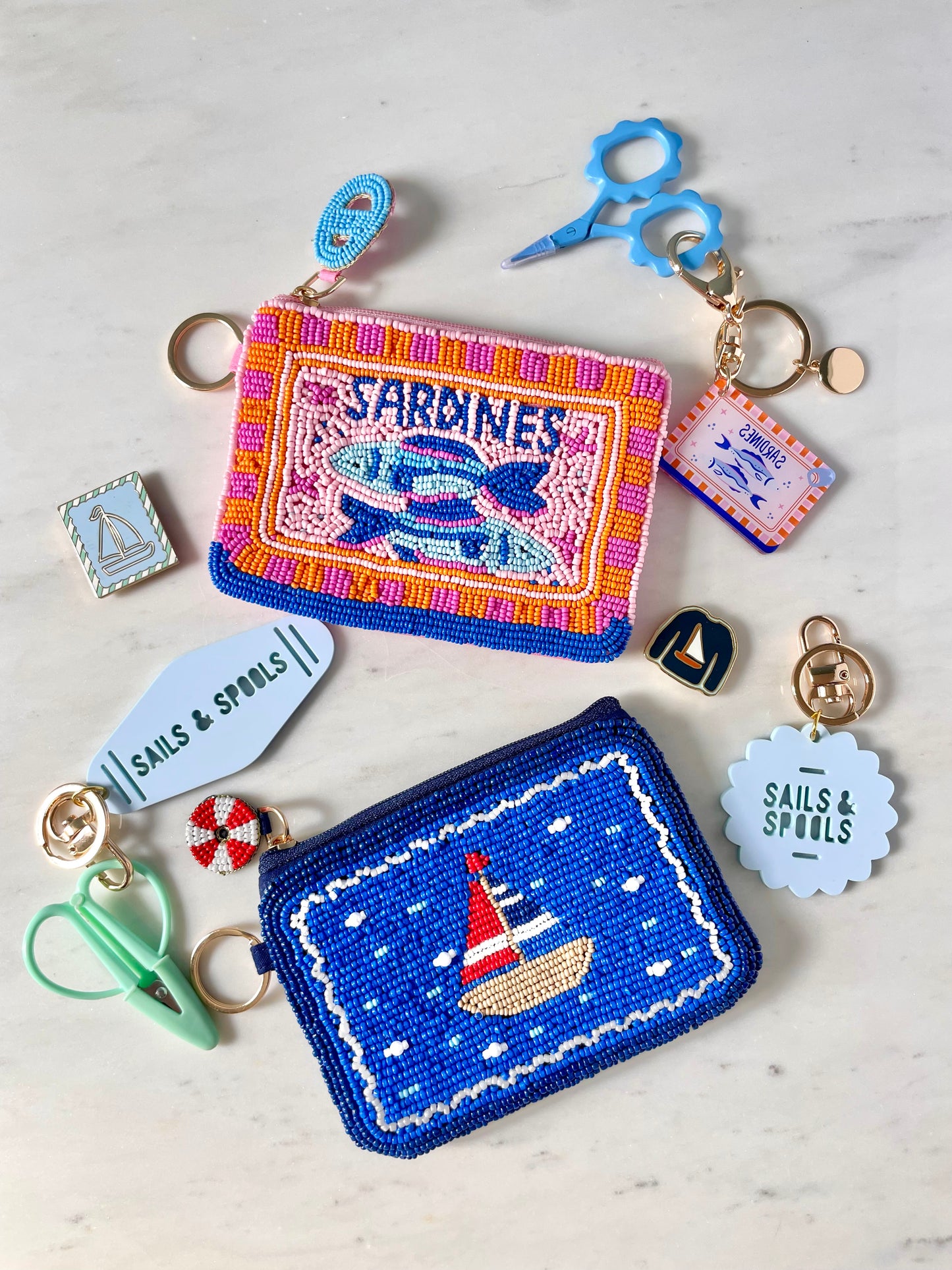 Sailboat Beaded Mini Pouch