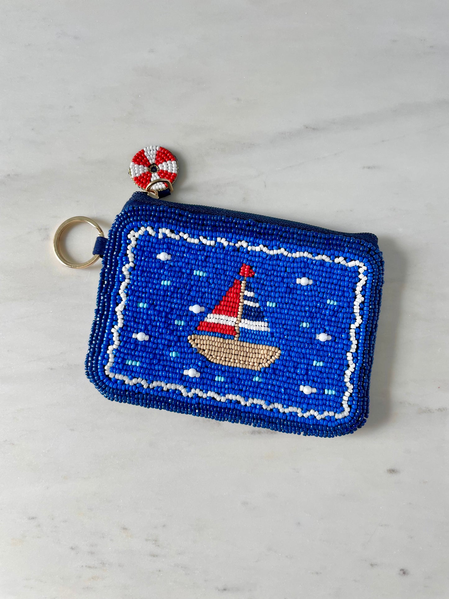 Sailboat Beaded Mini Pouch